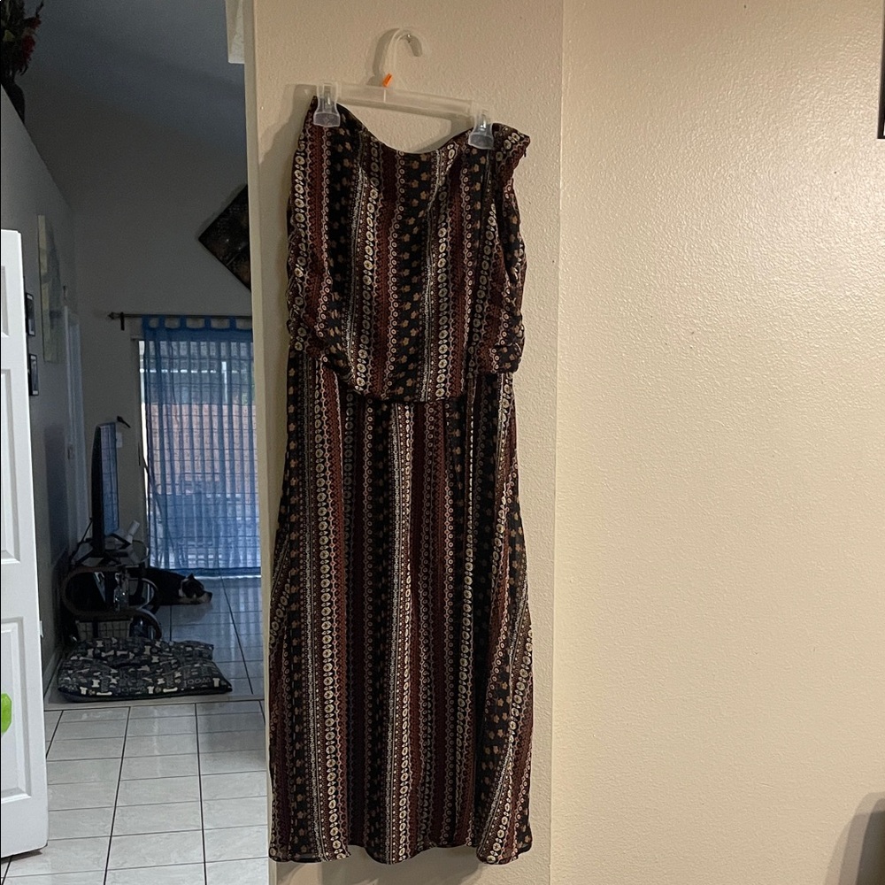 SHEIN Black and Brown Patterned Maxi Skirt